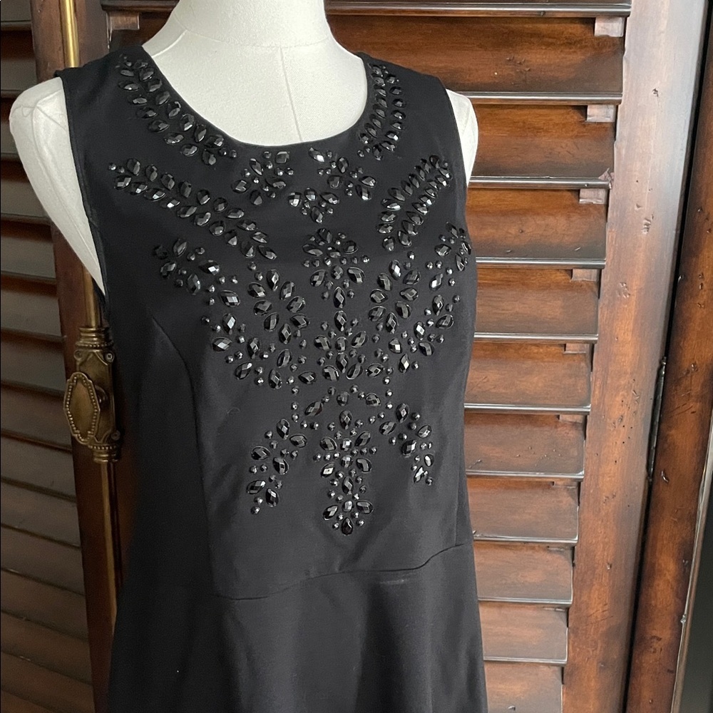 INC Petite Medium Black Sleeveless Dress Embellishments Swing
